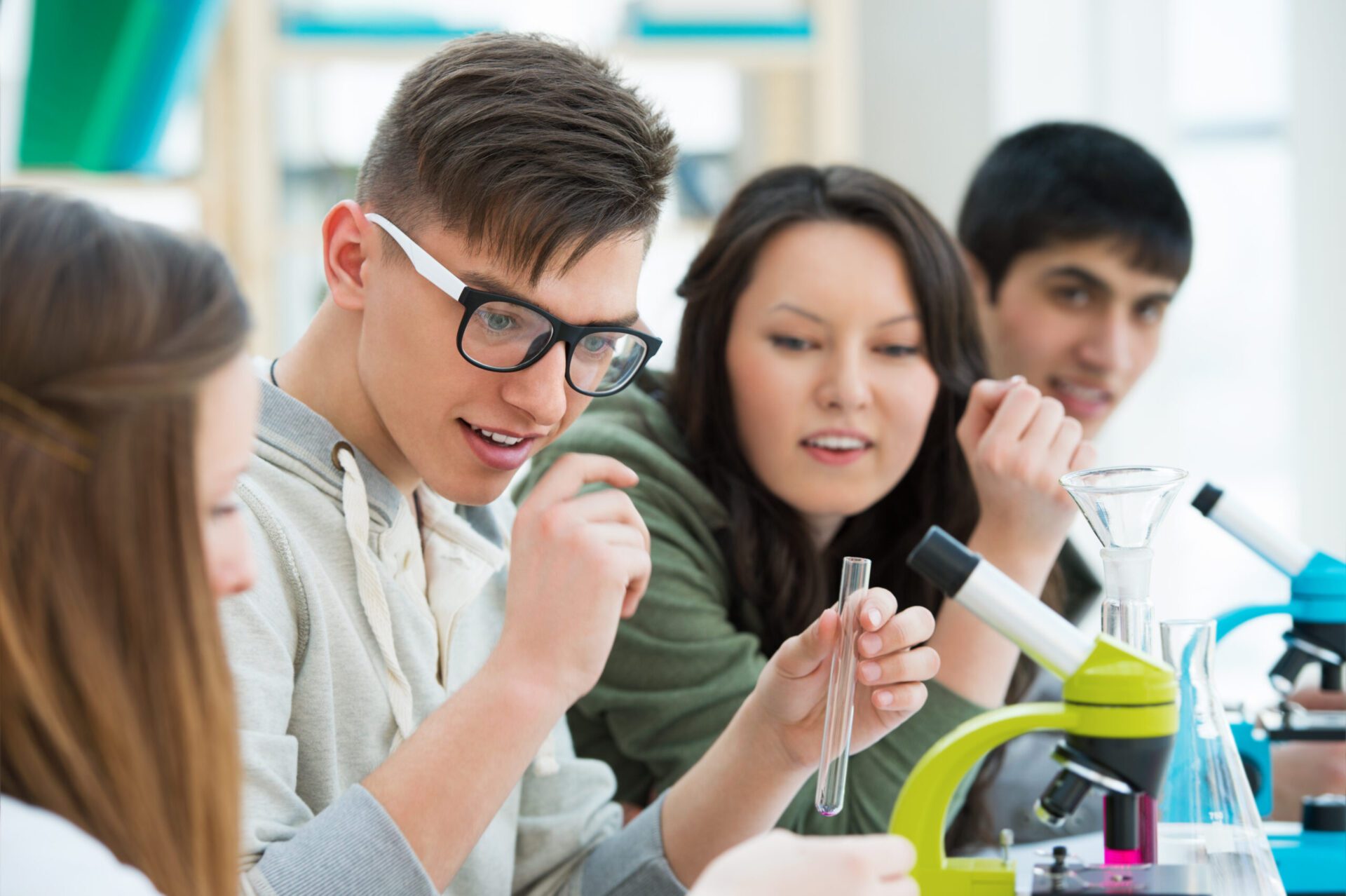 Science High school students learning at Creators International
School.